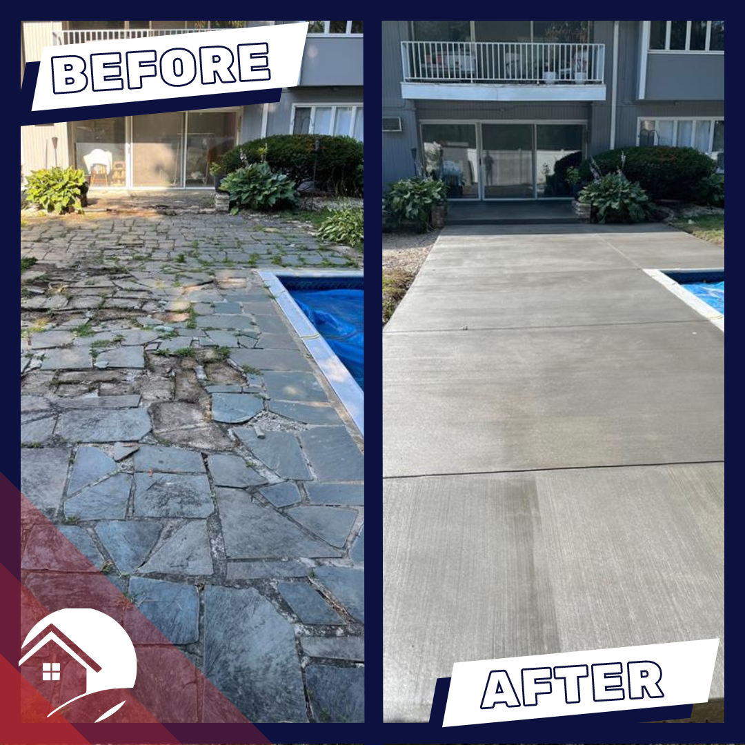 Concrete Pool Deck Before After
