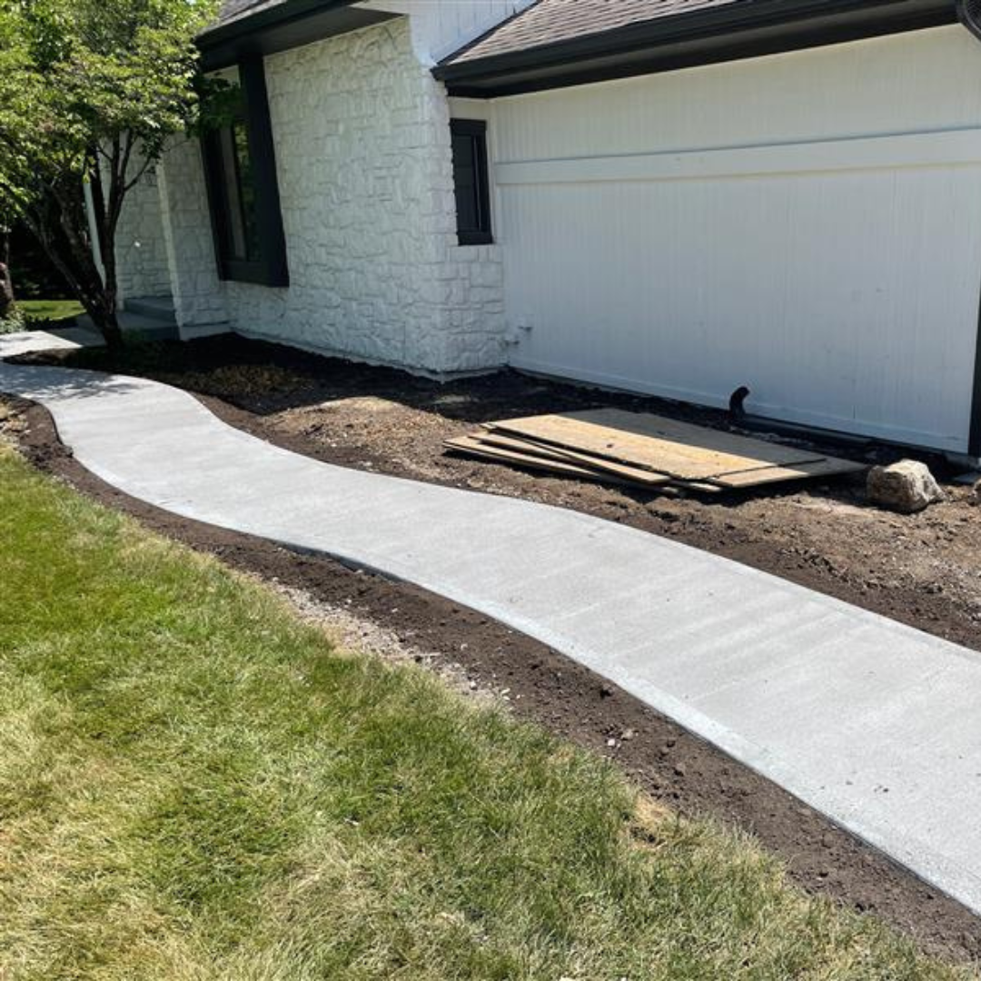 Front Concrete Walkway Curved